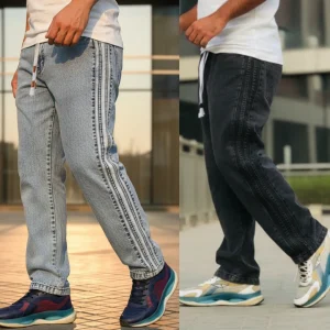 2 Pcs Denim Baggy Trouser ( ICE BULE+DARK WASH)