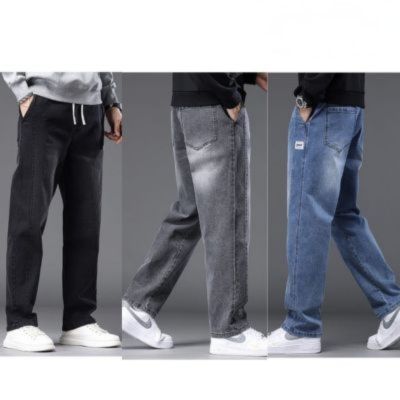 🖤3 pce Drawstring Elastic Waist Baggy Pant Trouser(Black +Ash +Sky Blue)